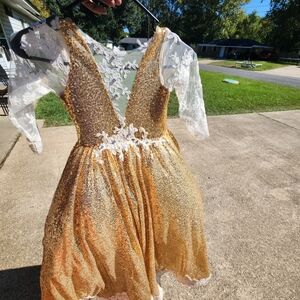 Gold and White Lace Dress